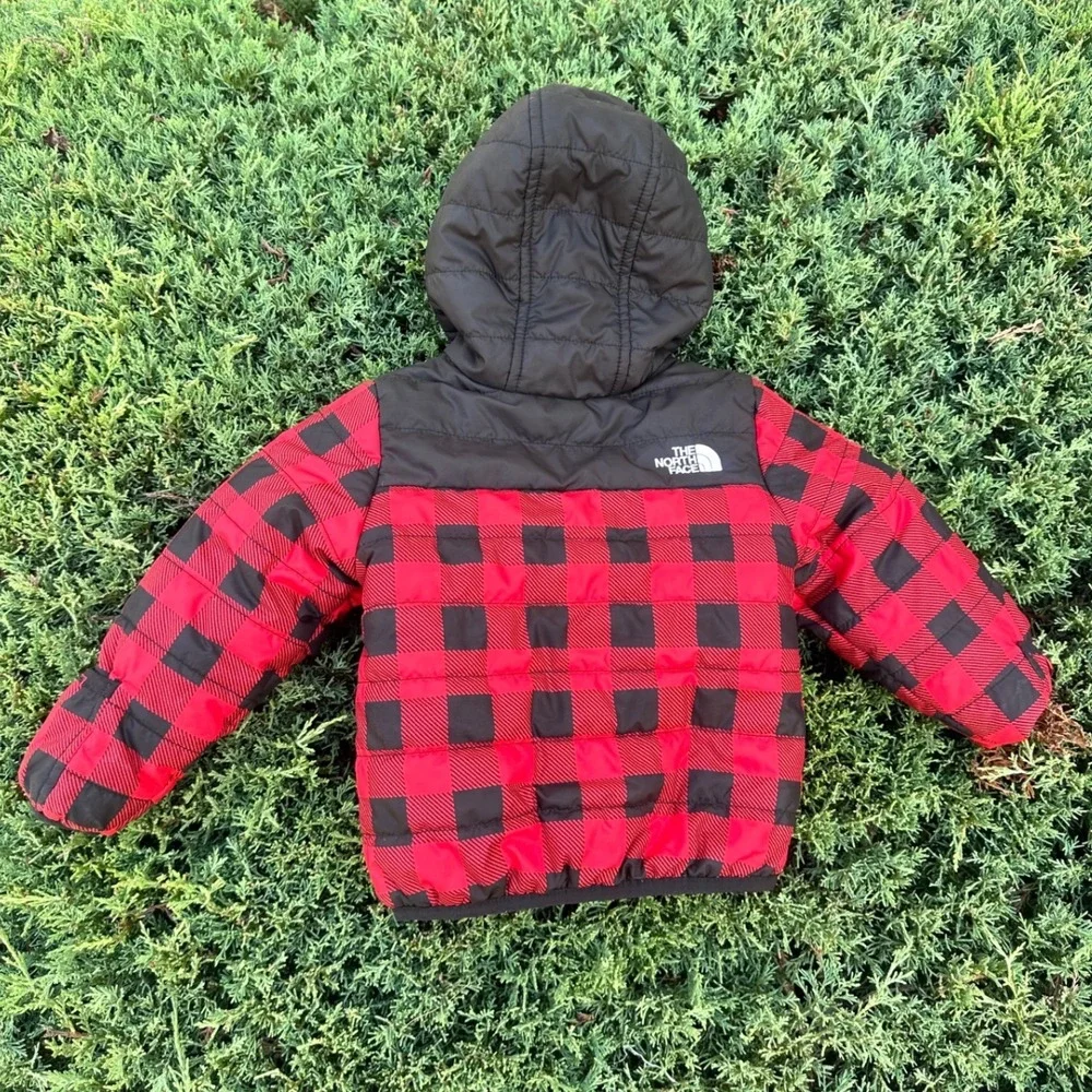 The North Face Infant Toddler Buffalo Plaid Puffer Jacket Hooded Coat 12-18M
